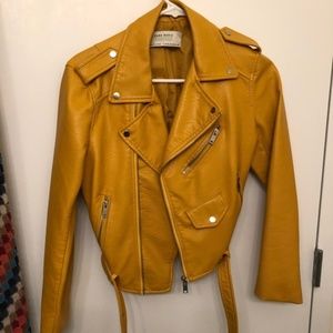 Zara Mustard Yellow Leather Jacket